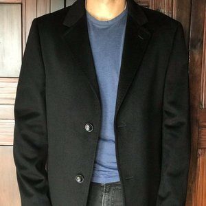 Nordstrom Black Trench Coat 100% Cashmere 42L NEW